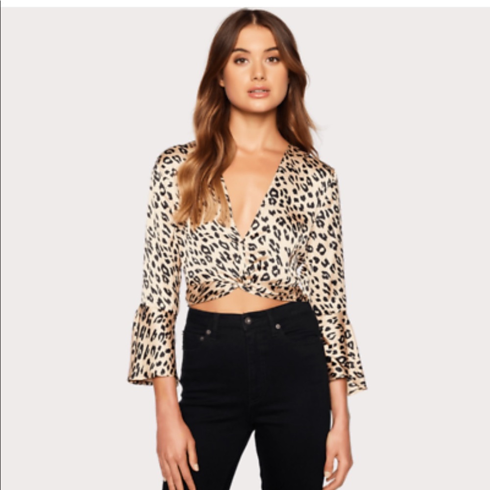 Bardot Twist Leopard Print Top - image 1